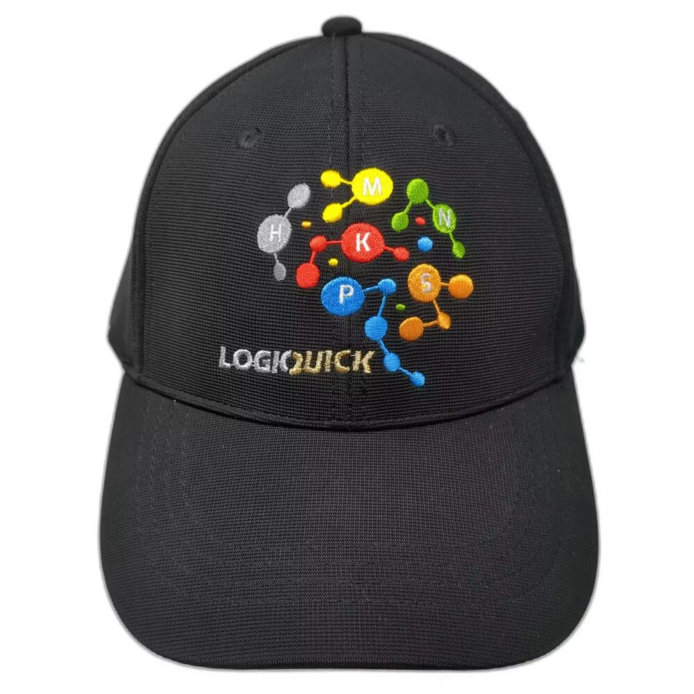 Iscar Baseball Cap Black Os Logiquick Molecule Logo Embroidered Adjustable Hat